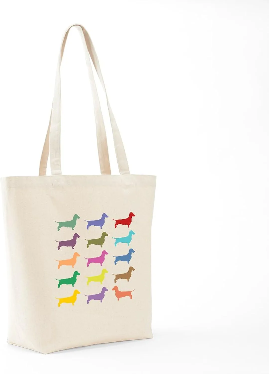 CafePress Colorful Dachshunds Tote Bag Natural Canvas Tote Bag, Reusable Shopping Bag