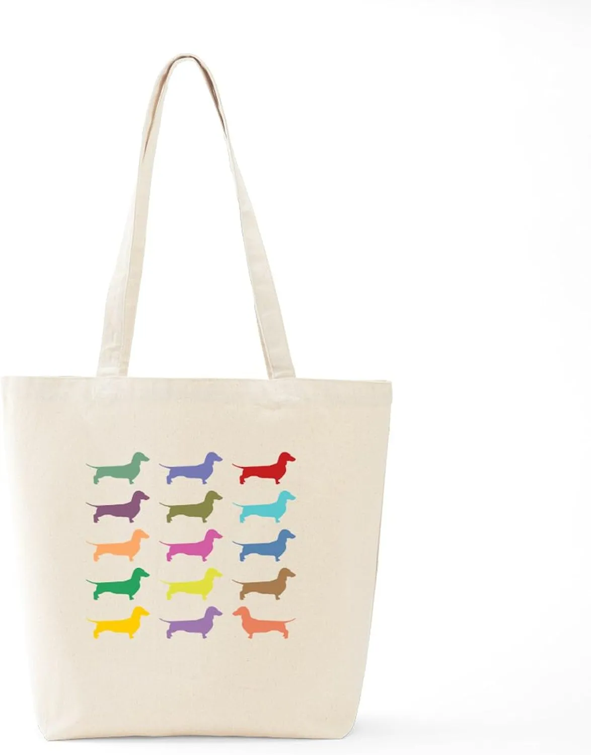 CafePress Colorful Dachshunds Tote Bag Natural Canvas Tote Bag, Reusable Shopping Bag