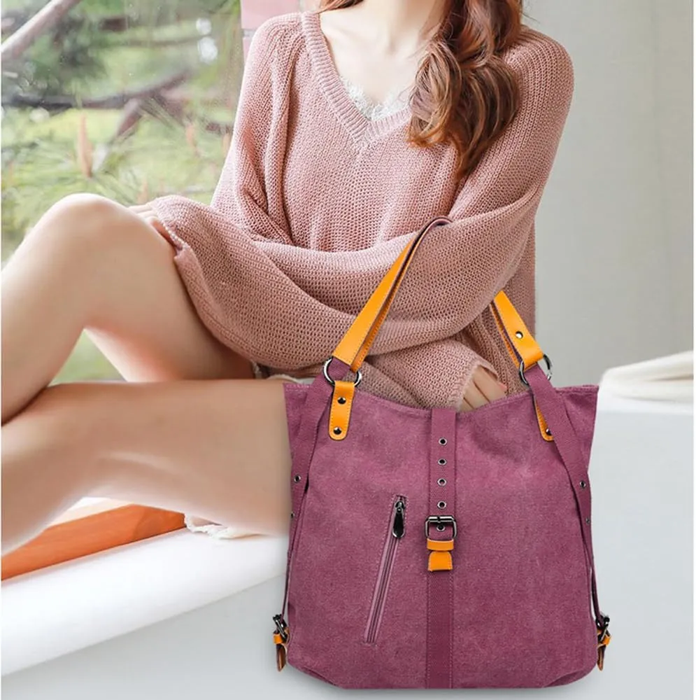 Canvas Shoulder Tote Bag Backpack for Women Hobo Handbag Ladies Totes Messenger Satchel Bags Casual Purse Handbags