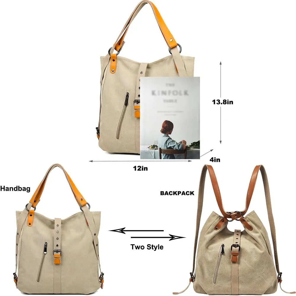 Canvas Shoulder Tote Bag Backpack for Women Hobo Handbag Ladies Totes Messenger Satchel Bags Casual Purse Handbags