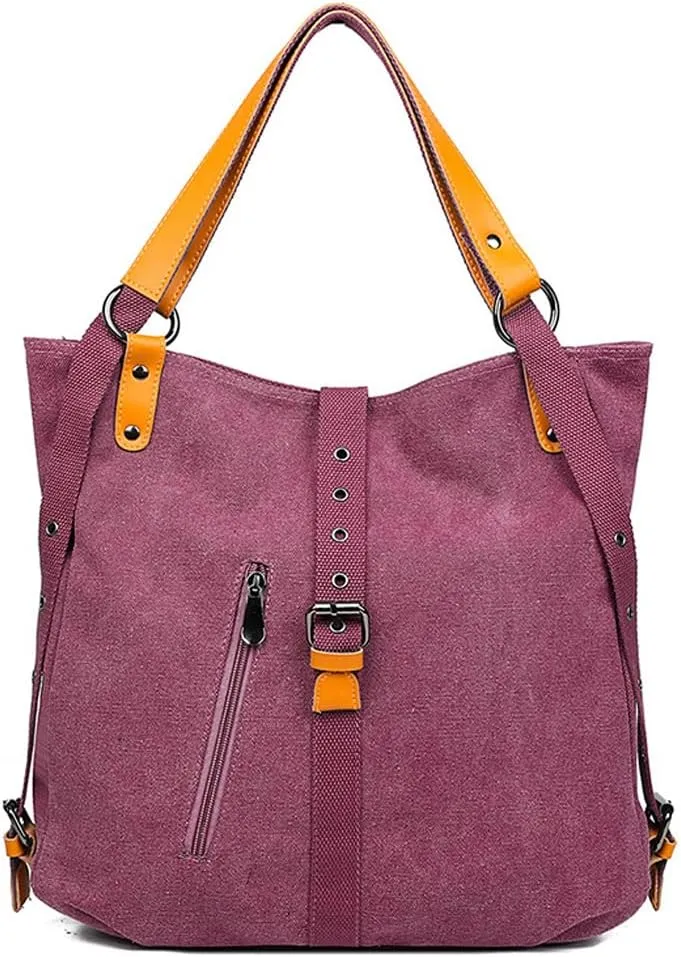 Canvas Shoulder Tote Bag Backpack for Women Hobo Handbag Ladies Totes Messenger Satchel Bags Casual Purse Handbags