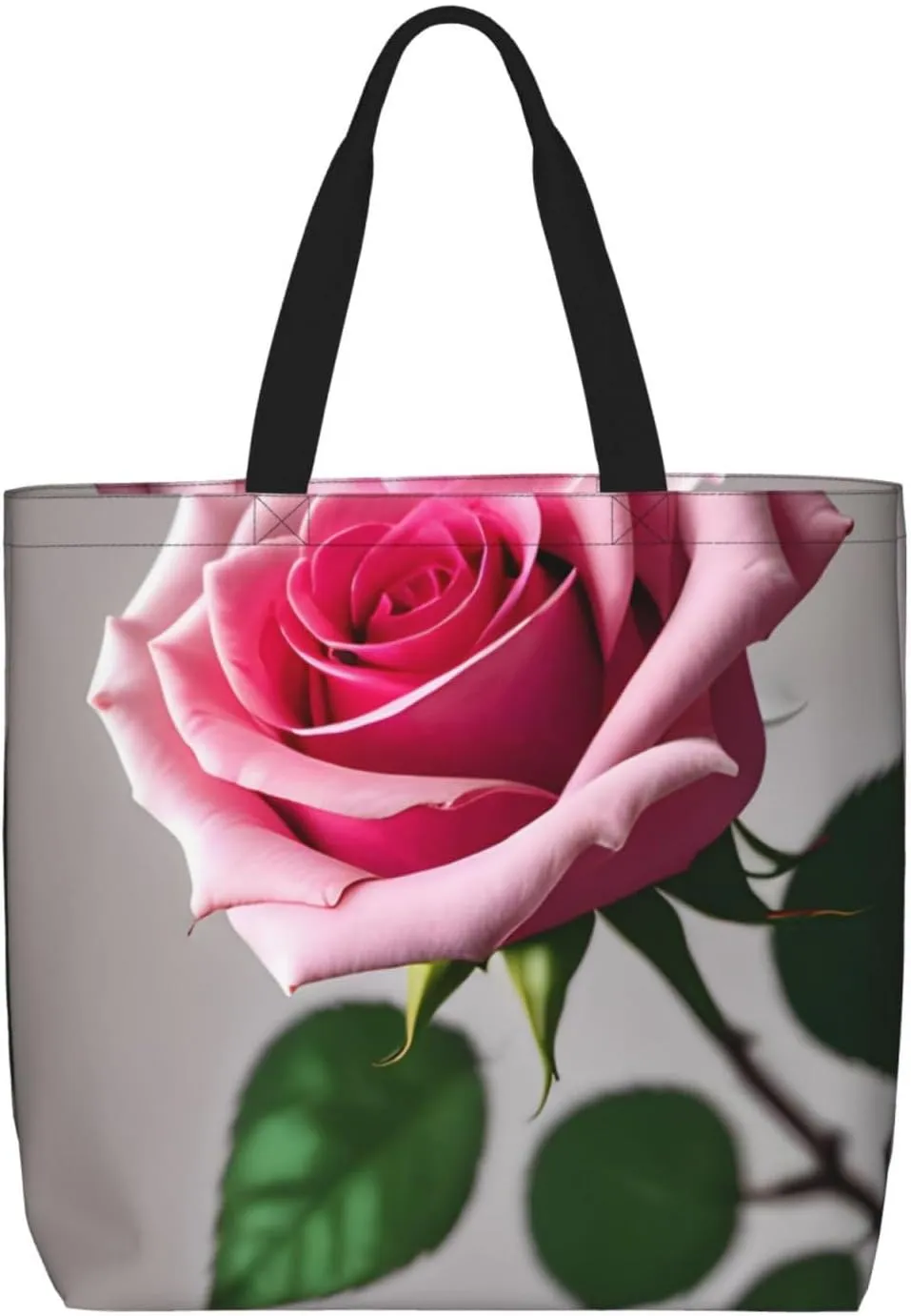 Canvas Tote Bag for Women Shoulder Tote Purse Reusable Grocery Bag Pink Dahlia Aesthetic Shopping Bags