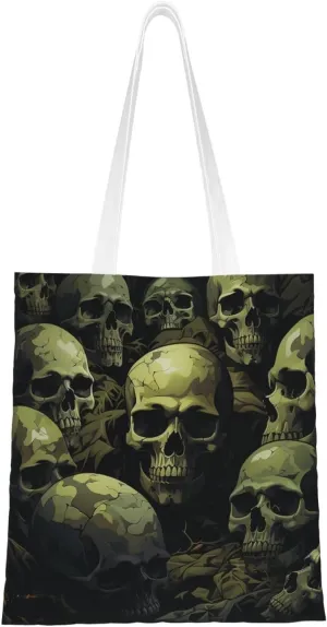 Canvas Tote Bag for Women Shoulder Tote Purse Reusable Grocery Bag Skull camouflage pattern Aesthetic Shopping Bags