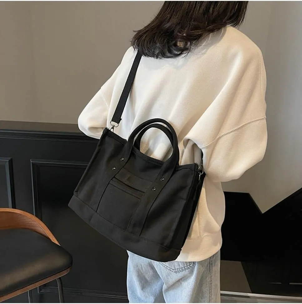 Canvas Tote Bag Women Cute Hobo Bags Crescent Satchels Shoulder Bag Crossbody Purse Travel Work Top-handle Tote Handbag