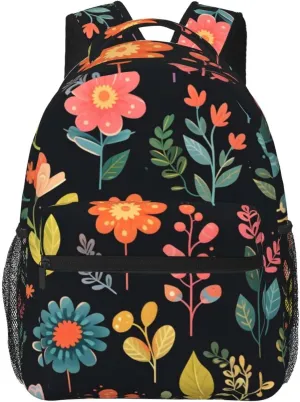 Cartoon Funny Flowers Lightweight Laptop Backpack Lightweight Multipurpose Travel Casual Daypack Unisex College Backapcks for Men Women Adults Hiking Traveling Camping