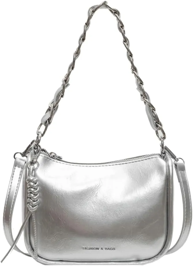 Casual Shoulder Purses For Women Crossbody Handbag with Chain Satchels Commuting Designer PU Leather Underarm College Bag