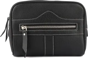 CHALLENGER Leather Waist Belt Bag Travel Pouch Fanny Pack Black 18BT25BK