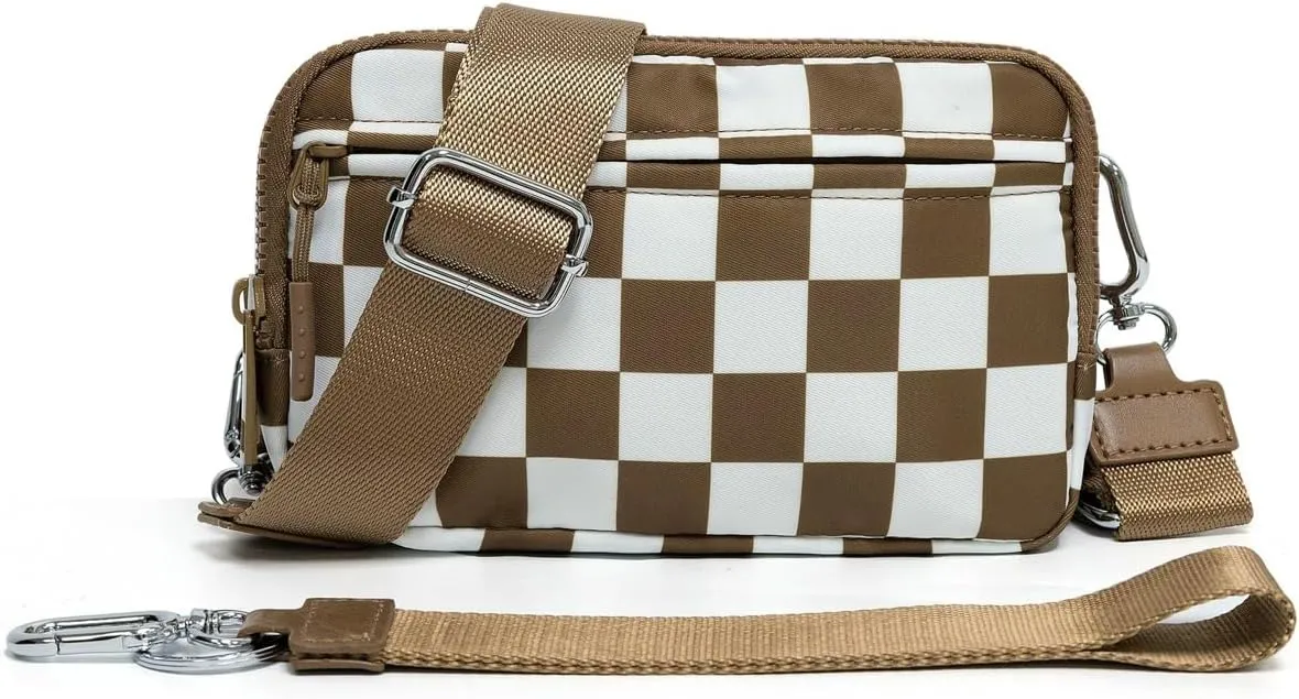 Checkered Sling Backpack Women Crossbody Bags Bum Bag Cute Cross Body Hobo Satchels Shoulder Sport Wallet Purses 2025