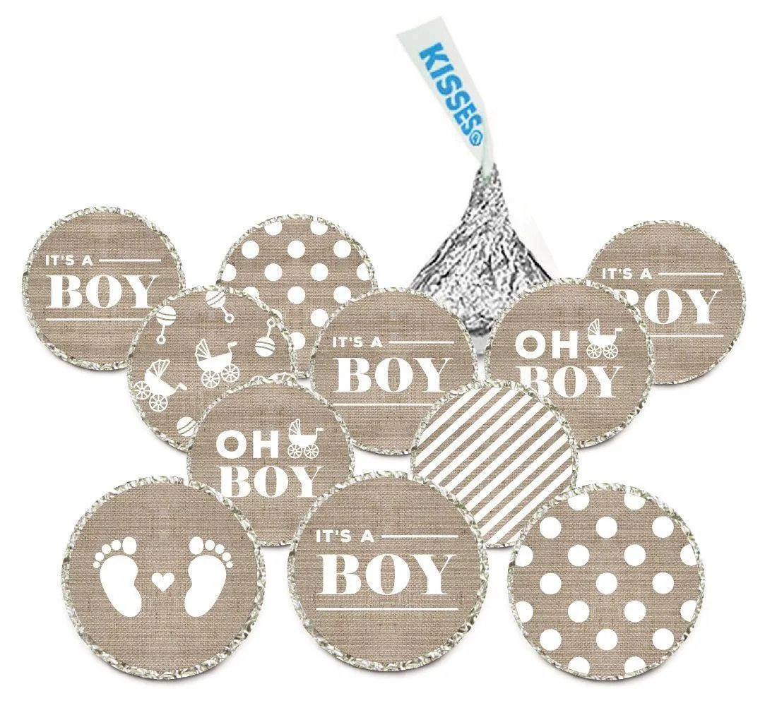 Chocolate Drop Labels Trio, Fits Hershey's Kisses, Ultimate Boy Baby Shower Collection