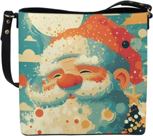 Christmas Tote Bag for Women, Xmas Bucket Totes Bag, PU Leather Shoulder Tote Bags Holiday Gift for Mom Teacher