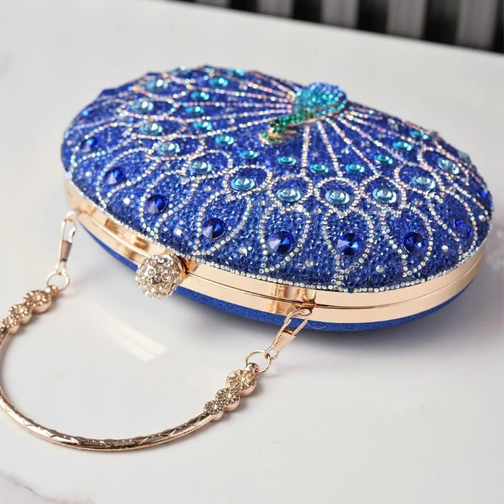 Clutch Purses for Women Peacock Rhinestone Purse Evening Bag Party Clutch Shoulder Handbag Crystal Glitter Handbags Satchels