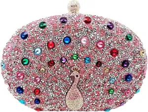Clutch Purses for Women Peacock Rhinestone Purse Evening Bag Party Clutch Shoulder Handbag Crystal Glitter Handbags Satchels