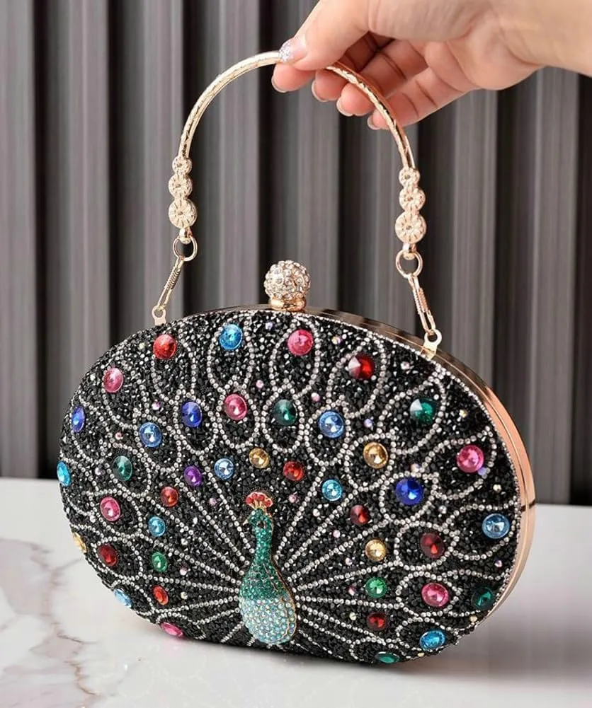 Clutch Purses for Women Peacock Rhinestone Purse Evening Bag Party Clutch Shoulder Handbag Crystal Glitter Handbags Satchels