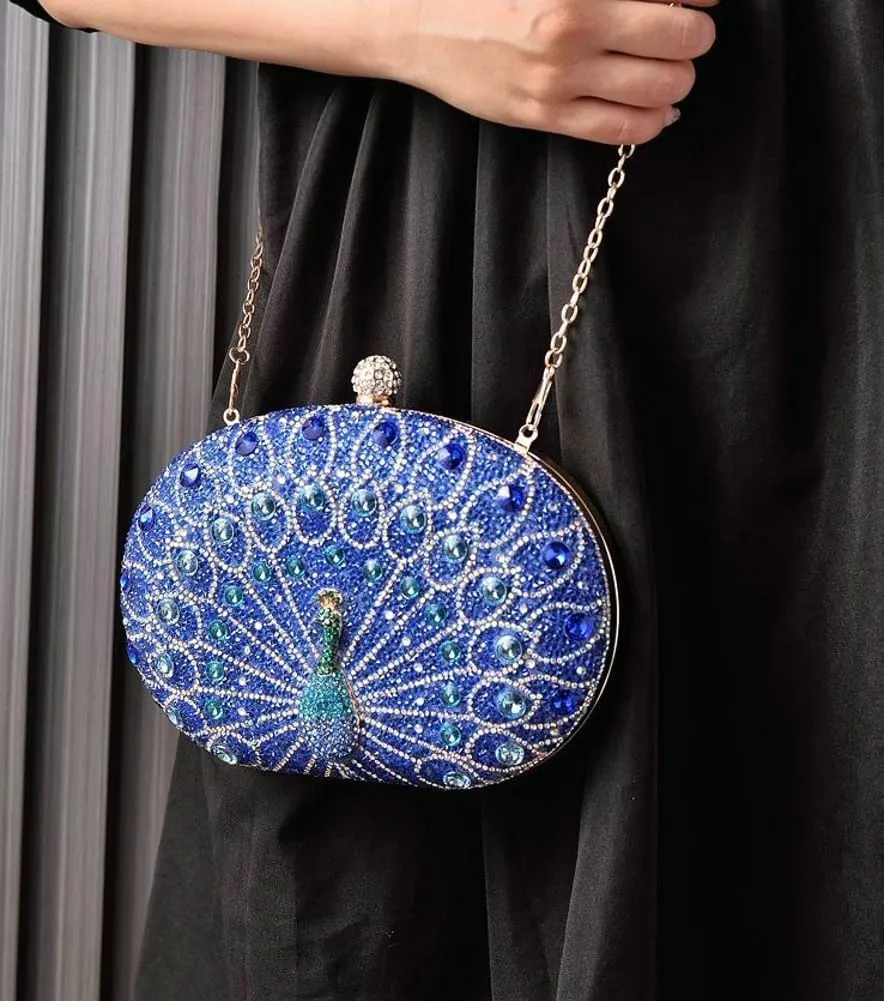 Clutch Purses for Women Peacock Rhinestone Purse Evening Bag Party Clutch Shoulder Handbag Crystal Glitter Handbags Satchels