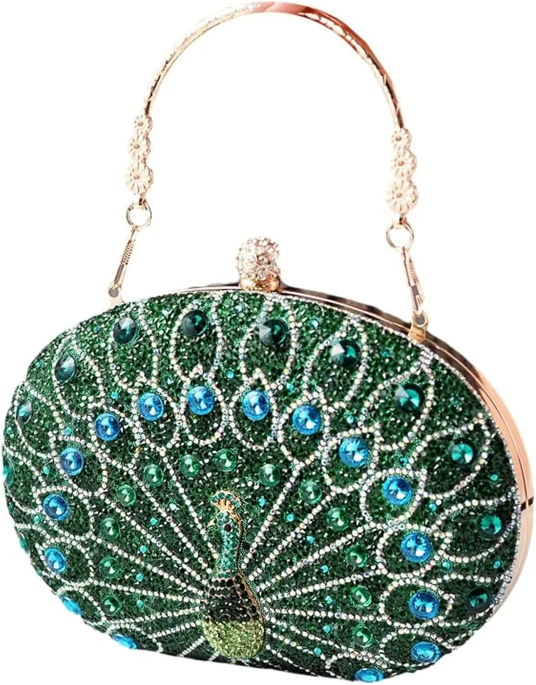 Clutch Purses for Women Peacock Rhinestone Purse Evening Bag Party Clutch Shoulder Handbag Crystal Glitter Handbags Satchels