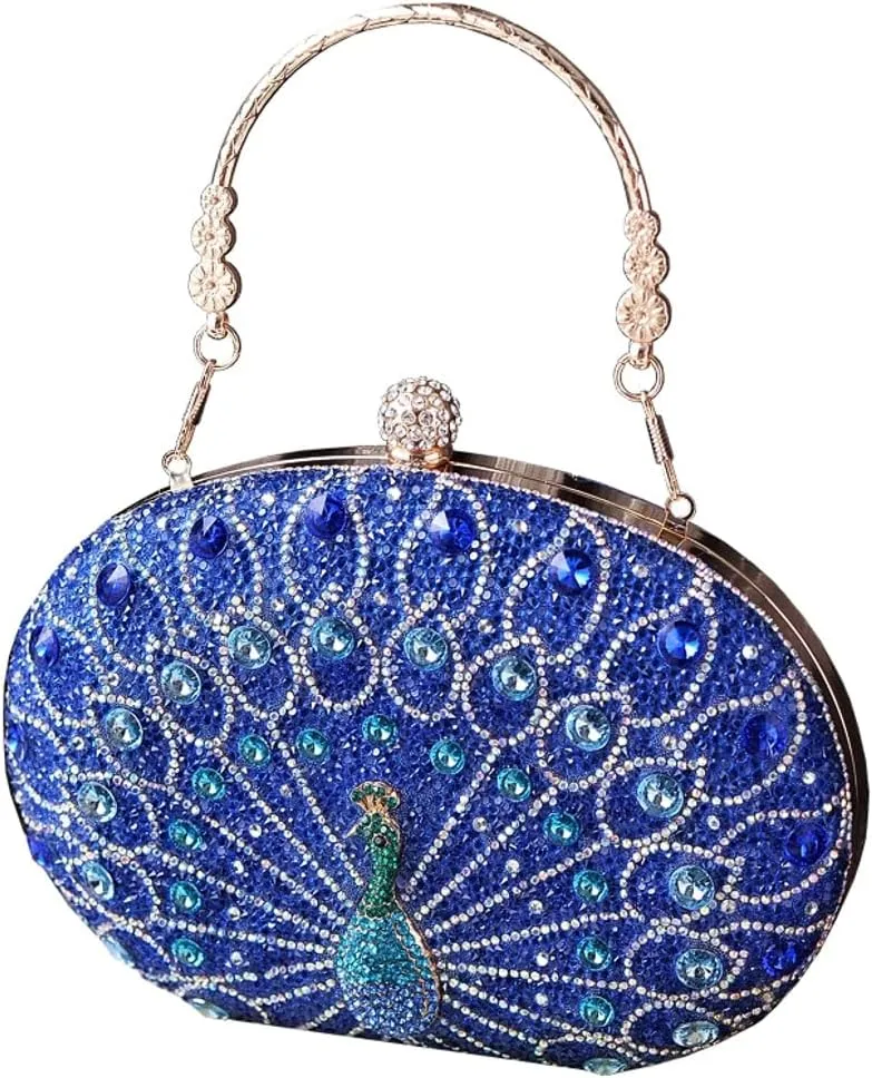 Clutch Purses for Women Peacock Rhinestone Purse Evening Bag Party Clutch Shoulder Handbag Crystal Glitter Handbags Satchels