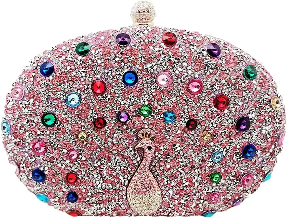 Clutch Purses for Women Peacock Rhinestone Purse Evening Bag Party Clutch Shoulder Handbag Crystal Glitter Handbags Satchels