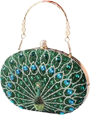 Clutch Purses for Women Peacock Rhinestone Purse Evening Bag Party Clutch Shoulder Handbag Crystal Glitter Handbags Satchels