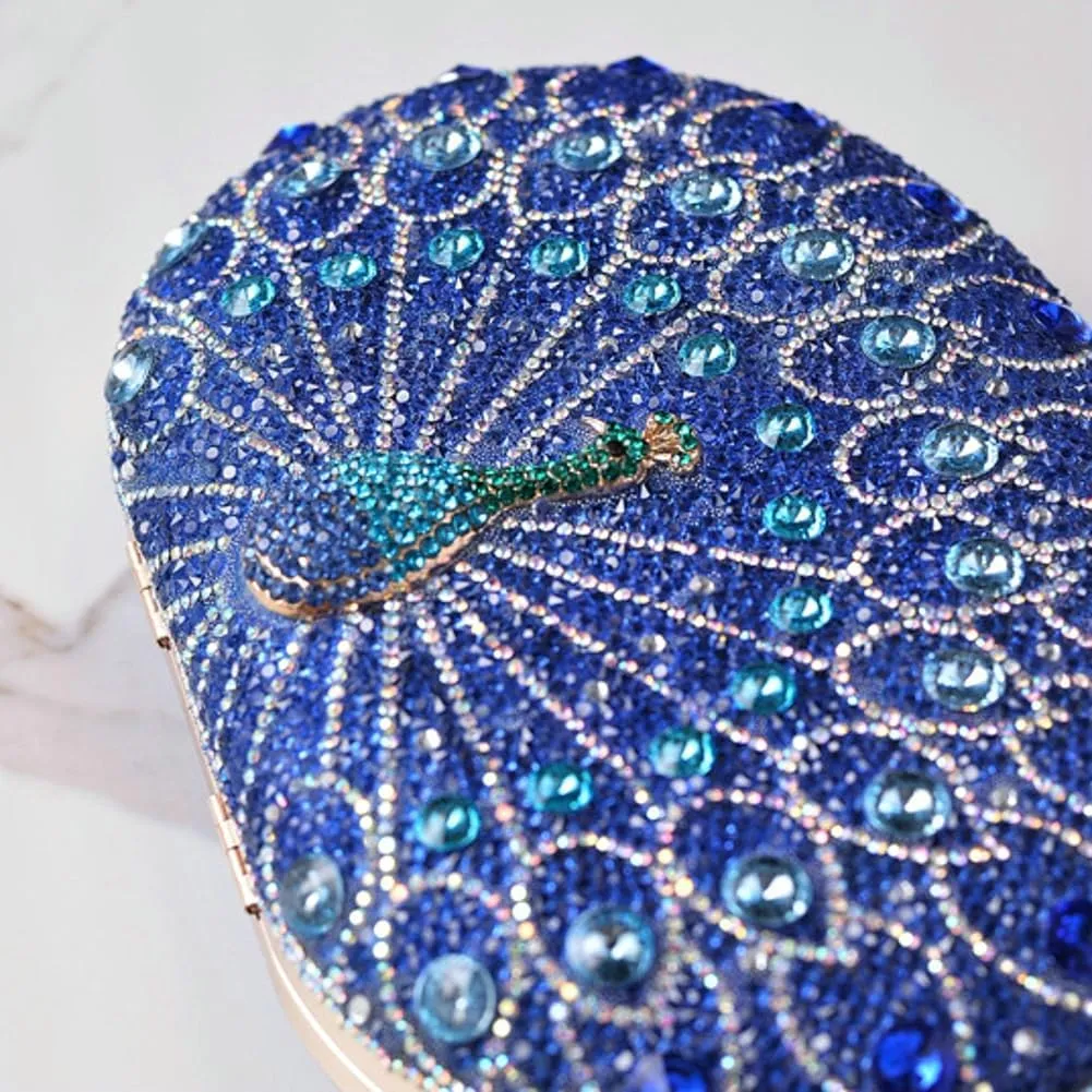 Clutch Purses for Women Peacock Rhinestone Purse Evening Bag Party Clutch Shoulder Handbag Crystal Glitter Handbags Satchels