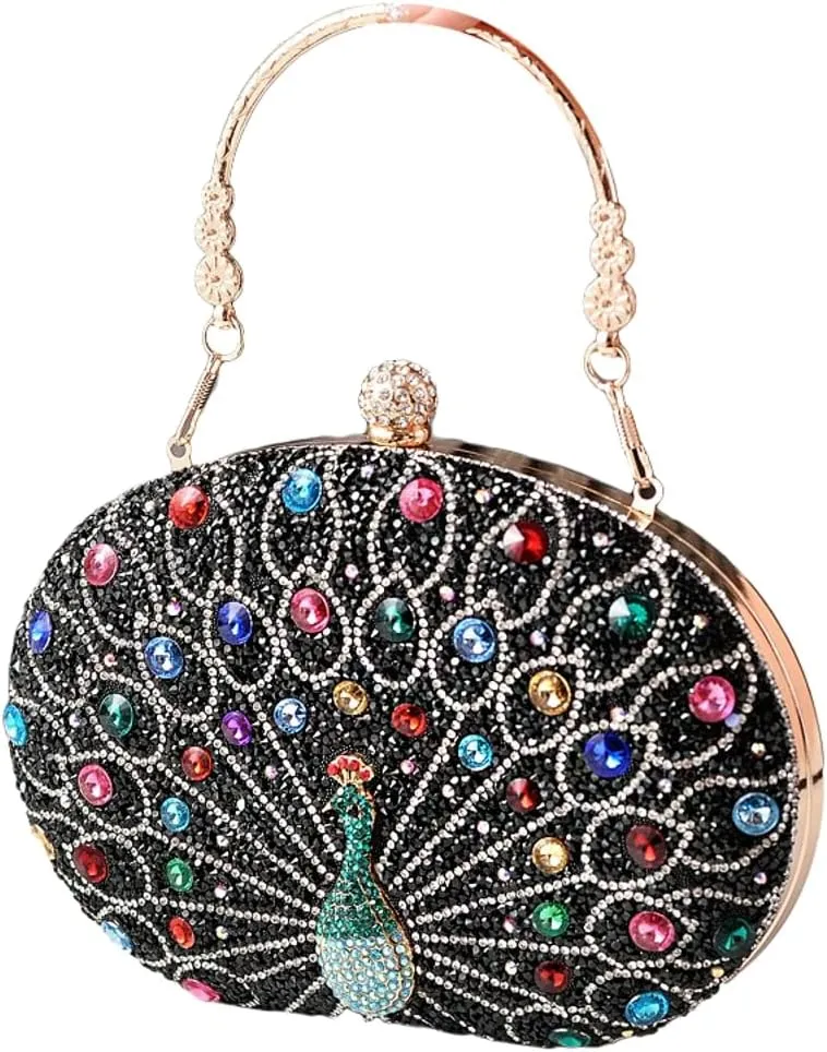 Clutch Purses for Women Peacock Rhinestone Purse Evening Bag Party Clutch Shoulder Handbag Crystal Glitter Handbags Satchels