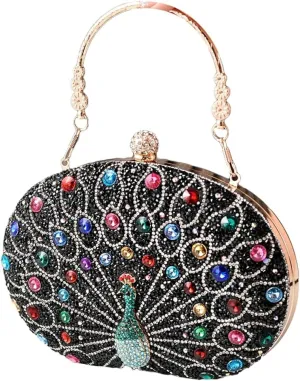 Clutch Purses for Women Peacock Rhinestone Purse Evening Bag Party Clutch Shoulder Handbag Crystal Glitter Handbags Satchels
