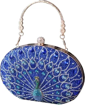 Clutch Purses for Women Peacock Rhinestone Purse Evening Bag Party Clutch Shoulder Handbag Crystal Glitter Handbags Satchels