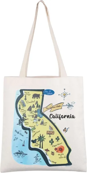 CMNIM California Souvenirs Gifts California Tote Bag California State Themed Gift California Travel Welcome Bags Eco Bags