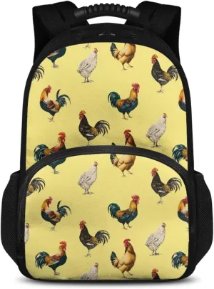 COEQINE Farm Themes Chicken Backpack For Work Teacher Leafproof Backpack With Lunch Bag Large Capacity Backpack With Handles Zipper Backpack With Handles Portable Food Bag Keep Cold