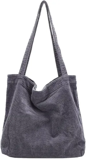 Corduroy Tote Bag Women's Canvas Shoulder Handbags Retro Large Casual Totes Shopping Bag for Travel Work