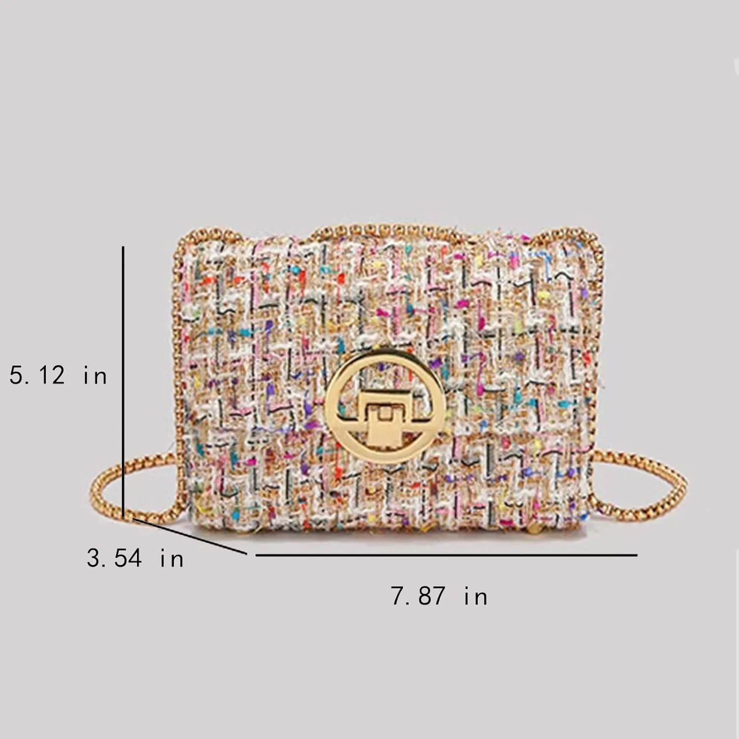 Crossbody Bags for Women Small Handbags Leather Shoulder Bag Tweed Purses Evening Bag Clutch Satchels with Chain Strap