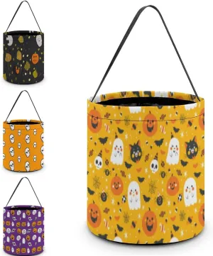 Custom Halloween BucketsMITIDI Personalized Halloween Trick or Treat Bucket Bags with Photo|Text|LogoPumpkin Totes Bag Candy Basket for Girls Boys Kids