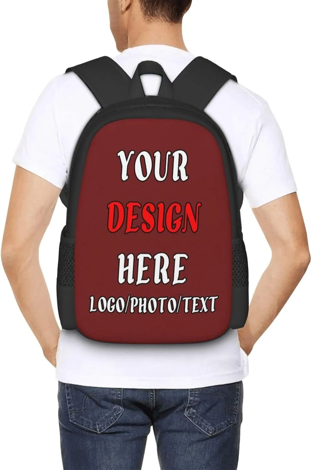 Customize Backpacks For Mens Womens,With Photo Text Customize Laptop Backpack Casual Travel Backpack