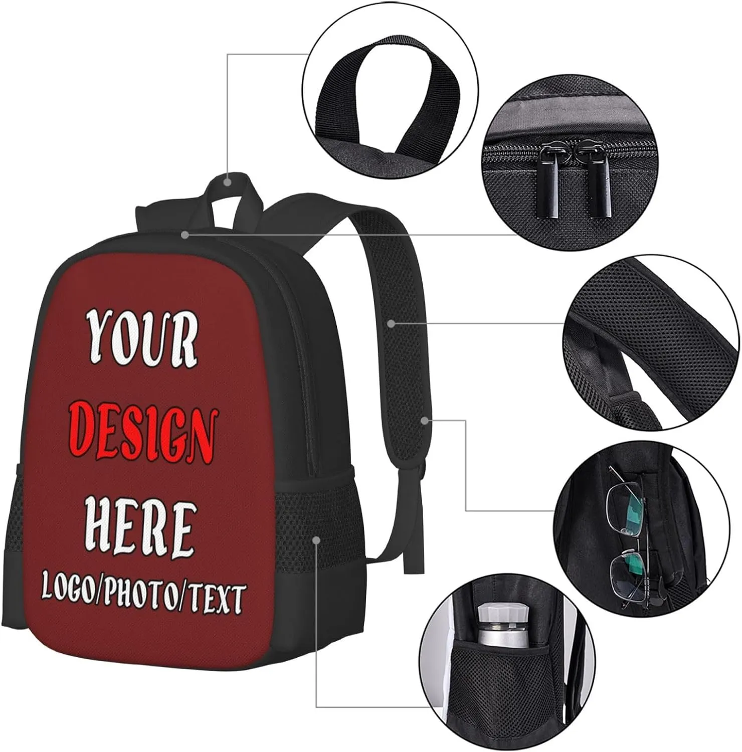 Customize Backpacks For Mens Womens,With Photo Text Customize Laptop Backpack Casual Travel Backpack