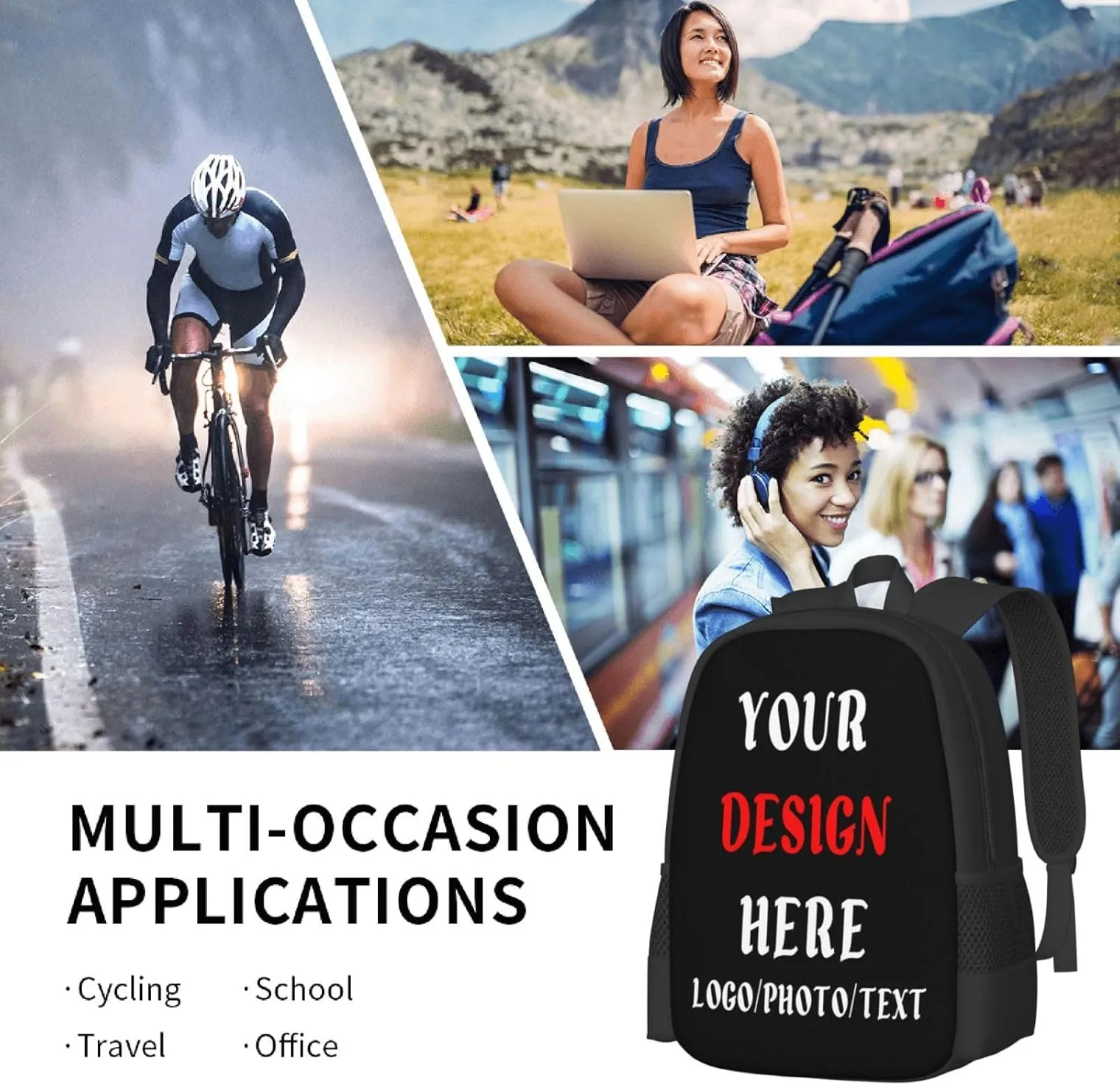 Customized Backpack For Mens Womens,With Logo Text Customize Laptop Backpack Casual Travel Backpack
