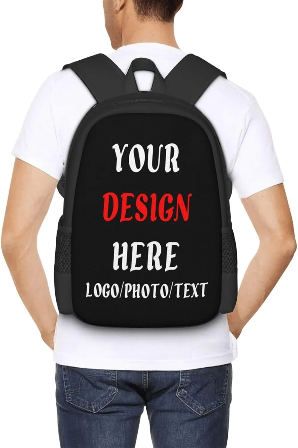 Customized Backpack For Mens Womens,With Logo Text Customize Laptop Backpack Casual Travel Backpack