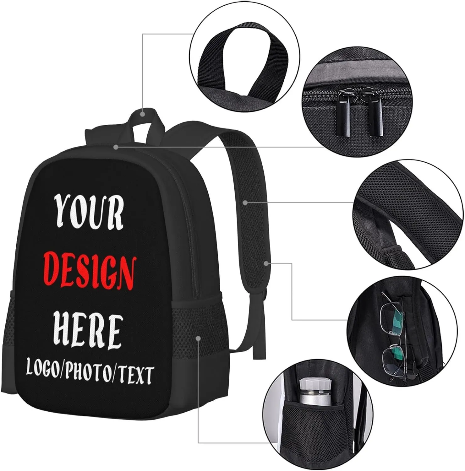 Customized Backpack For Mens Womens,With Logo Text Customize Laptop Backpack Casual Travel Backpack