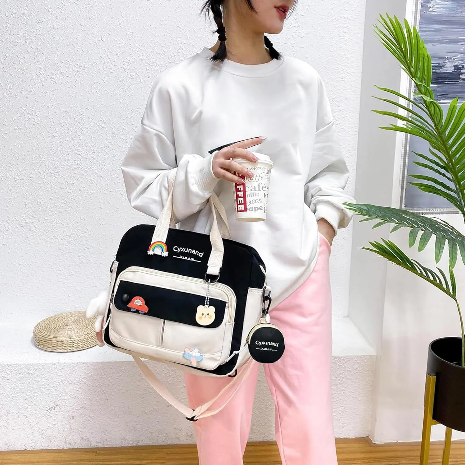 Cute Bags Kawaii Backpack Messenger Bag For School,Aesthetic Backpacks Multifunction Laptop Japanese Ita for Teen Girls Kids Lunch Totes