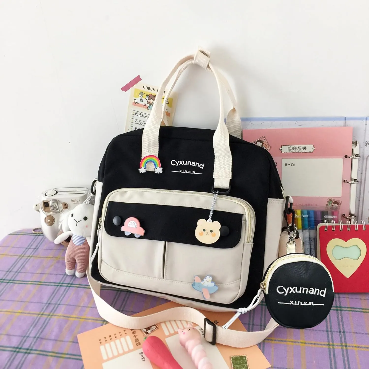 Cute Bags Kawaii Backpack Messenger Bag For School,Aesthetic Backpacks Multifunction Laptop Japanese Ita for Teen Girls Kids Lunch Totes