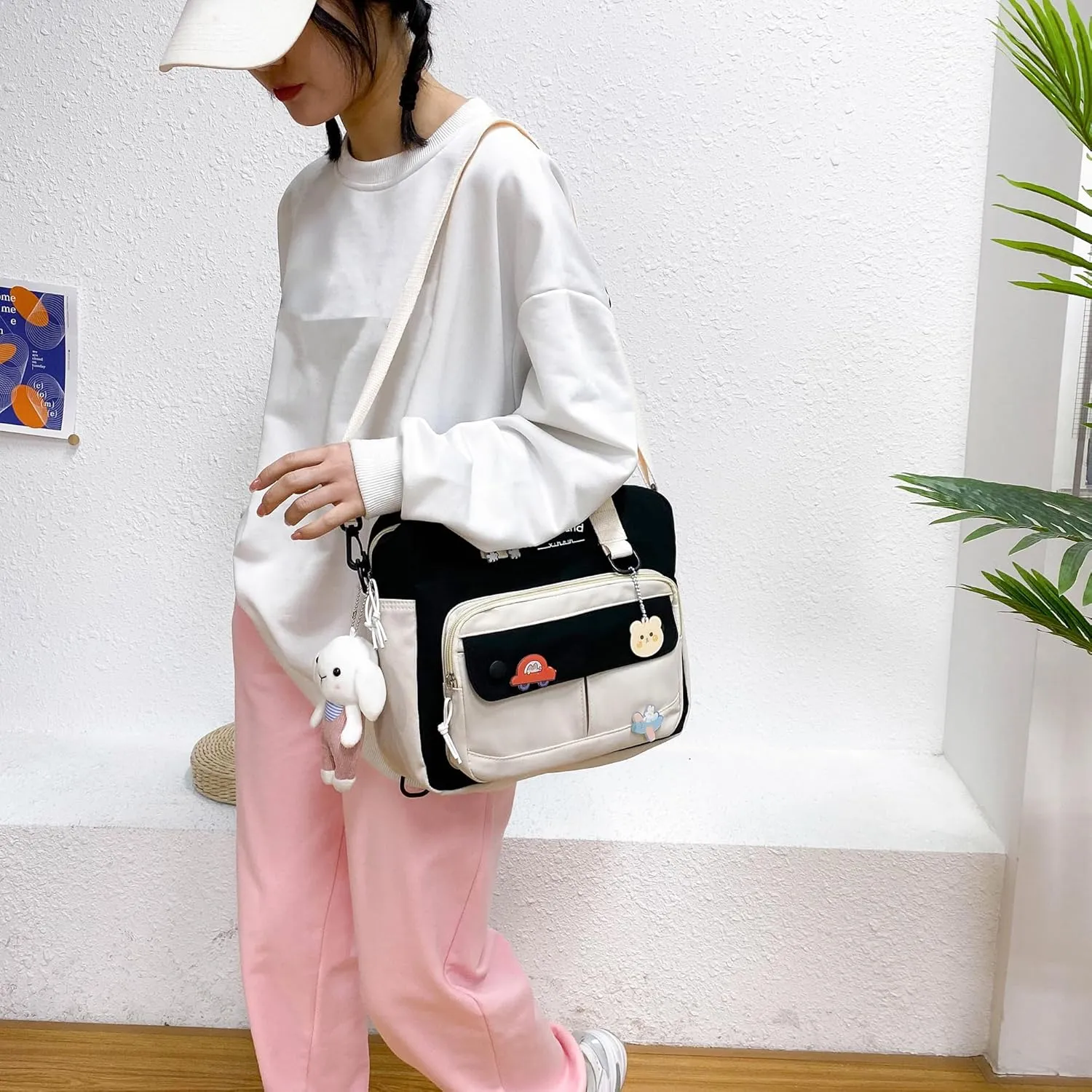 Cute Bags Kawaii Backpack Messenger Bag For School,Aesthetic Backpacks Multifunction Laptop Japanese Ita for Teen Girls Kids Lunch Totes