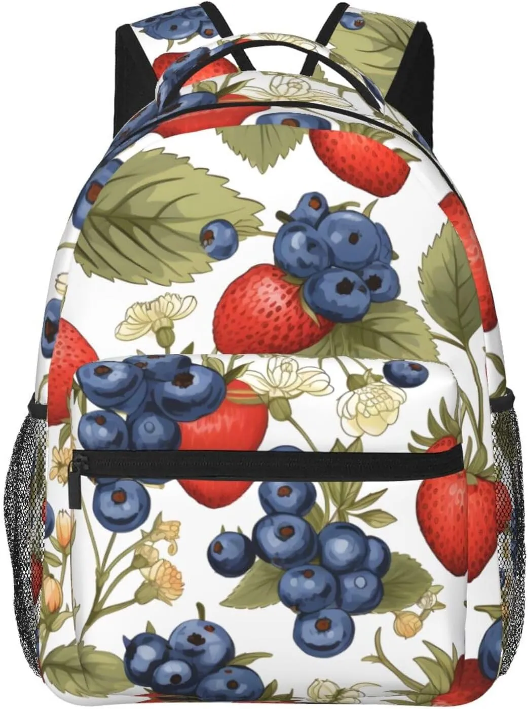 Cute Strawberry Blueberry Lightweight Laptop Backpack Lightweight Multipurpose Travel Casual Daypack Unisex College Backapcks for Men Women Adults Hiking Traveling Camping