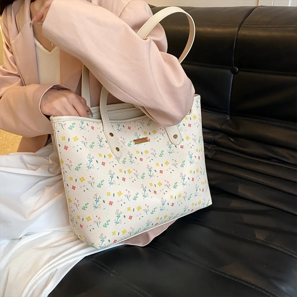 Cute Tote Bag for Women Cherry Print Purse Faux Leather Shoulder Bag Top Handle Bags Handbag Purse Satchels