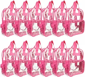 DALIX Clear Backpack for School Transparent Bags Girls Boys Hot Pink 12 Pack
