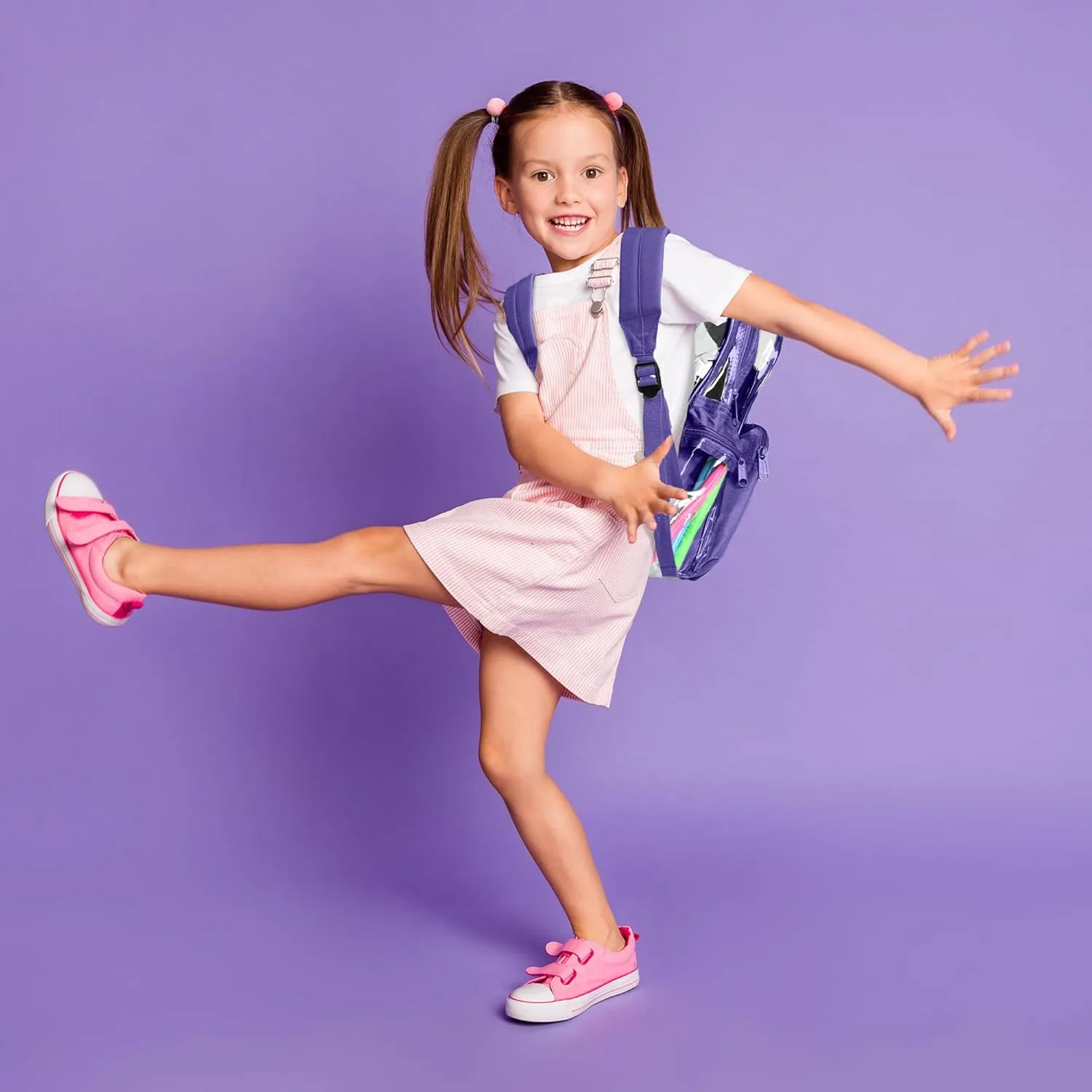 DALIX Clear Backpack for School Transparent Bags Girls Boys Purple 12 Pack