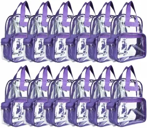 DALIX Clear Backpack for School Transparent Bags Girls Boys Purple 12 Pack