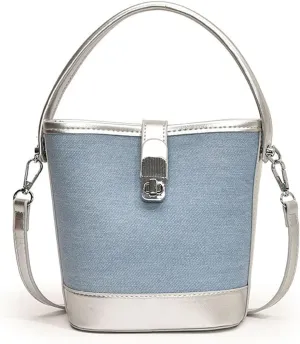 Denim Bucket Bag Women Cute Hobo Bags Underarm Shoulder Bag Crossbody Purse Y2k Satchels Top-handle Tote Handbag