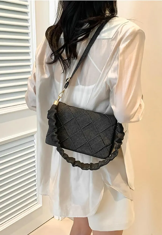 Denim Hobo Bags Women Cute Woven Underarm Shoulder Bag Satchels Top-handle Tote Handbag Evening Clutch Crossbody