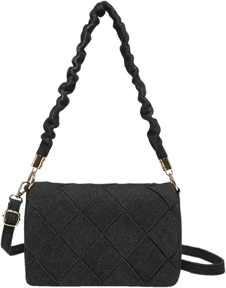 Denim Hobo Bags Women Cute Woven Underarm Shoulder Bag Satchels Top-handle Tote Handbag Evening Clutch Crossbody