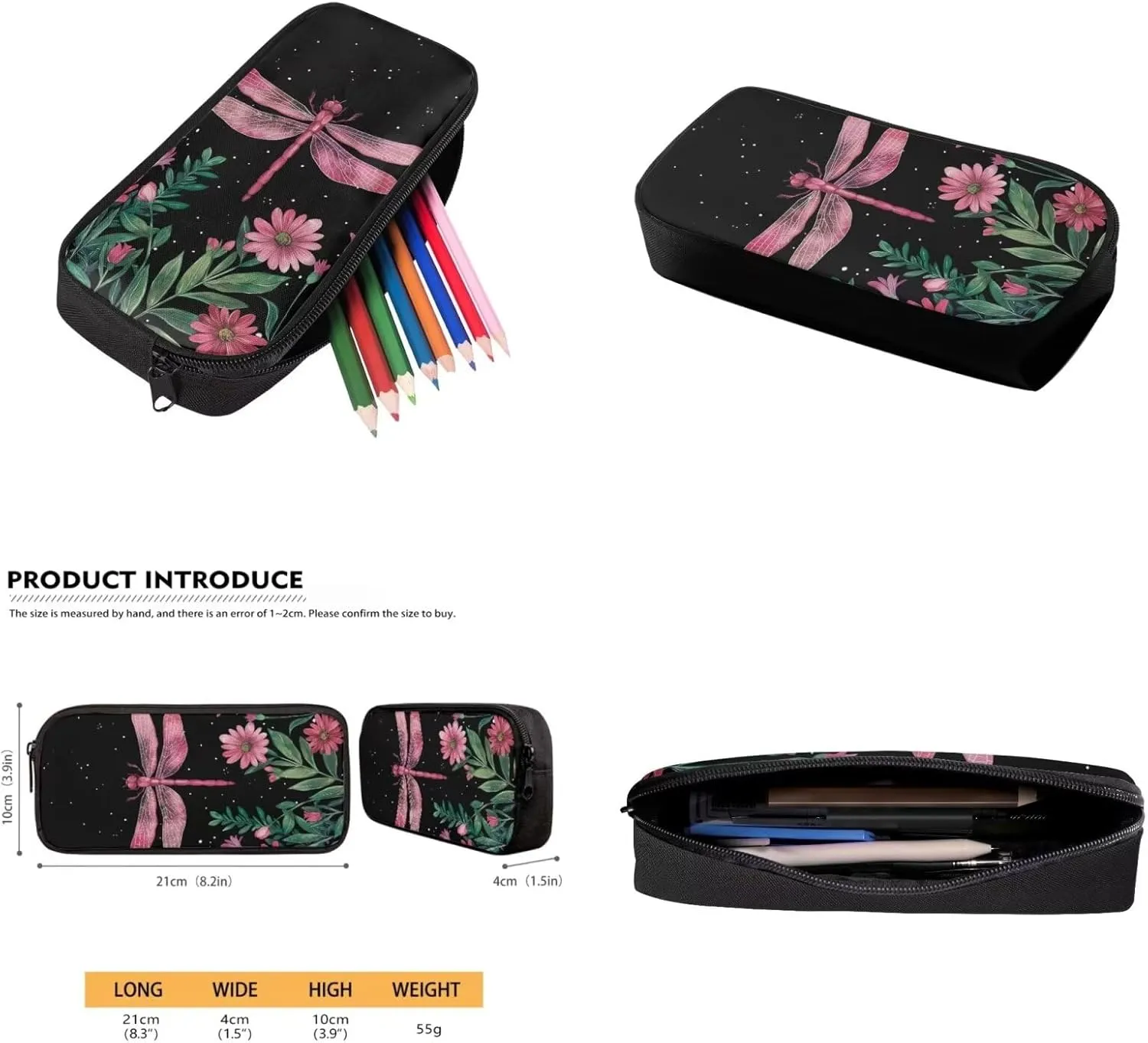Dragonfly Kids' Backpacks & Lunch Boxes Flower School Bag for Girls Kids Backpacks Boys School Bag for Teenage Girls Lunch Bags for School Insulated Pencil Box Bottle Cooler Bag