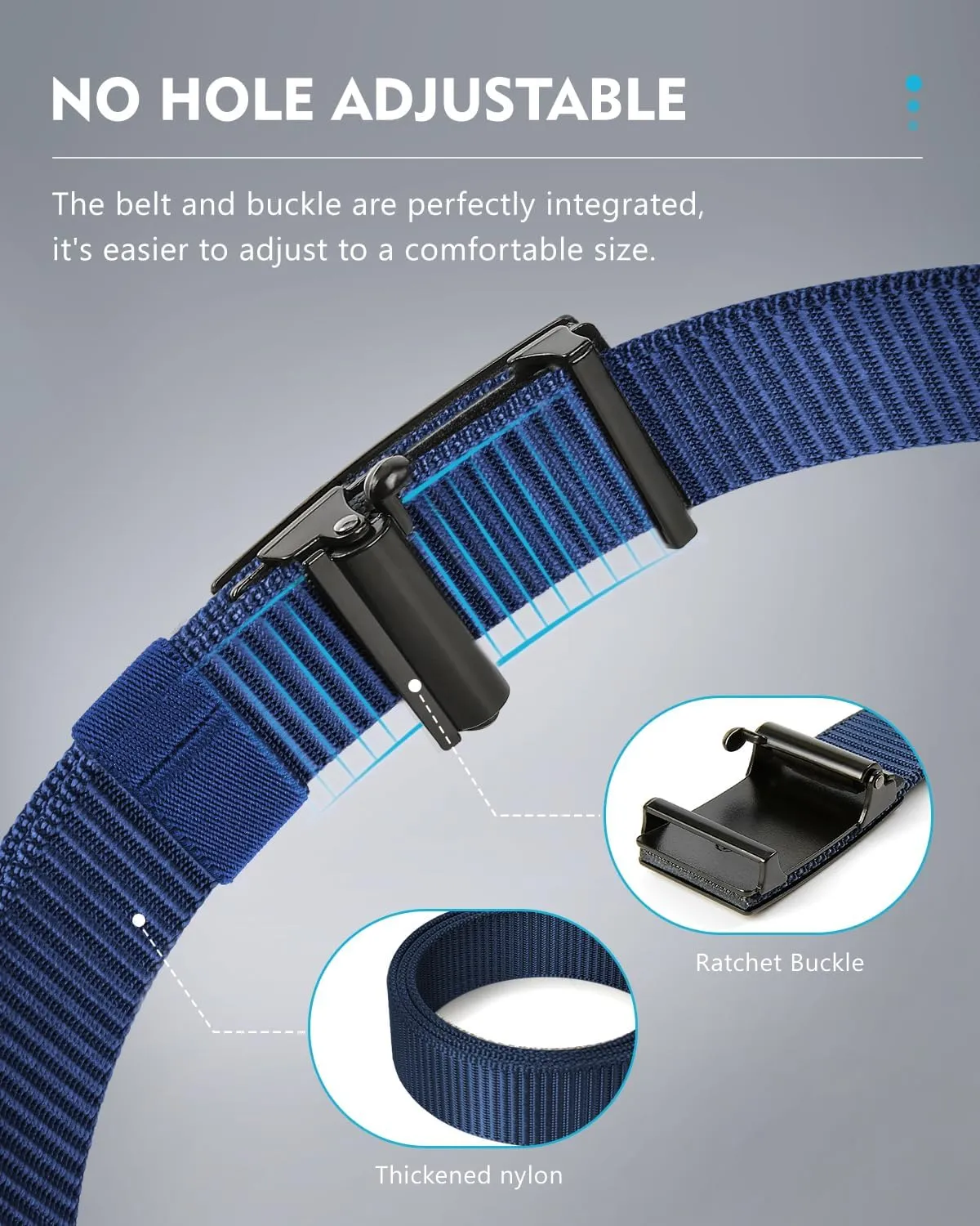 FAIRWIN Men's Ratchet Web Belt,1.25 inch Nylon Automatic Buckle,No Holes Invisible Belts for Men Jeans Pants