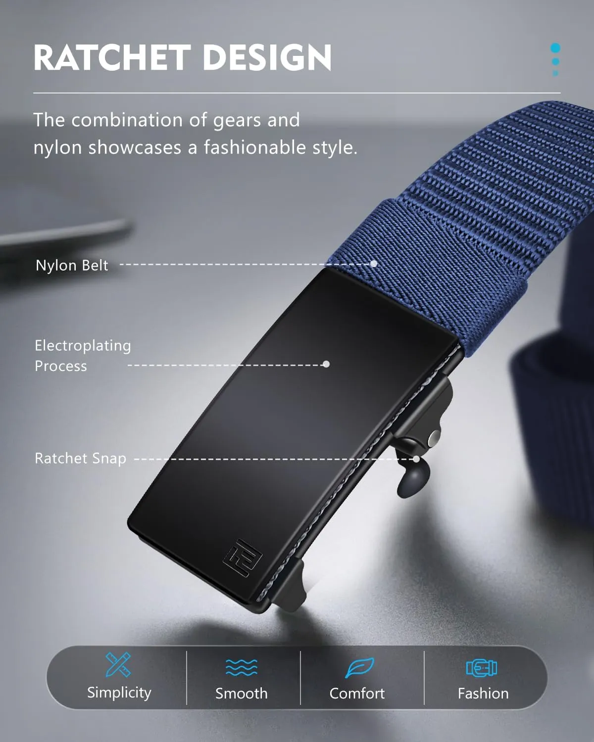 FAIRWIN Men's Ratchet Web Belt,1.25 inch Nylon Automatic Buckle,No Holes Invisible Belts for Men Jeans Pants